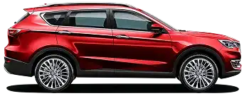 SUV rojo en taller de posventa de Autocom.